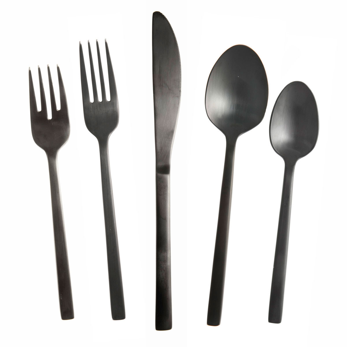 Fortessa Stainless Flatware Arezzo Brushed Black 5 Piece Place Setting