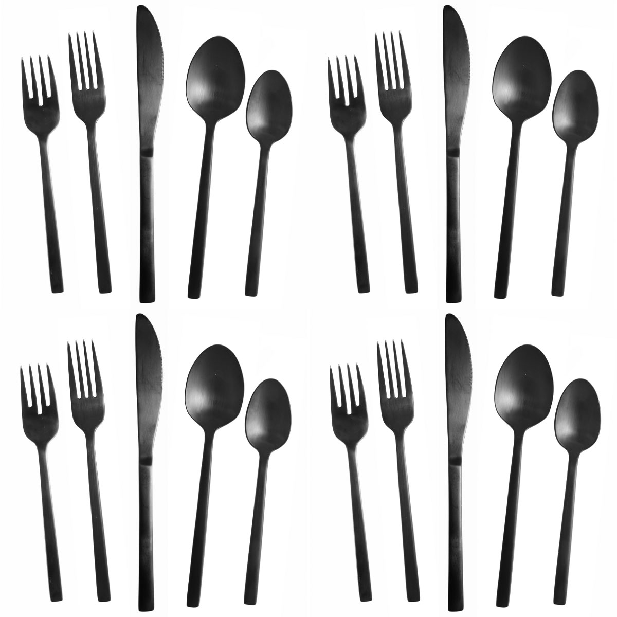 Fortessa Stainless Flatware Arezzo Brushed Black 20 Piece Flatware Set