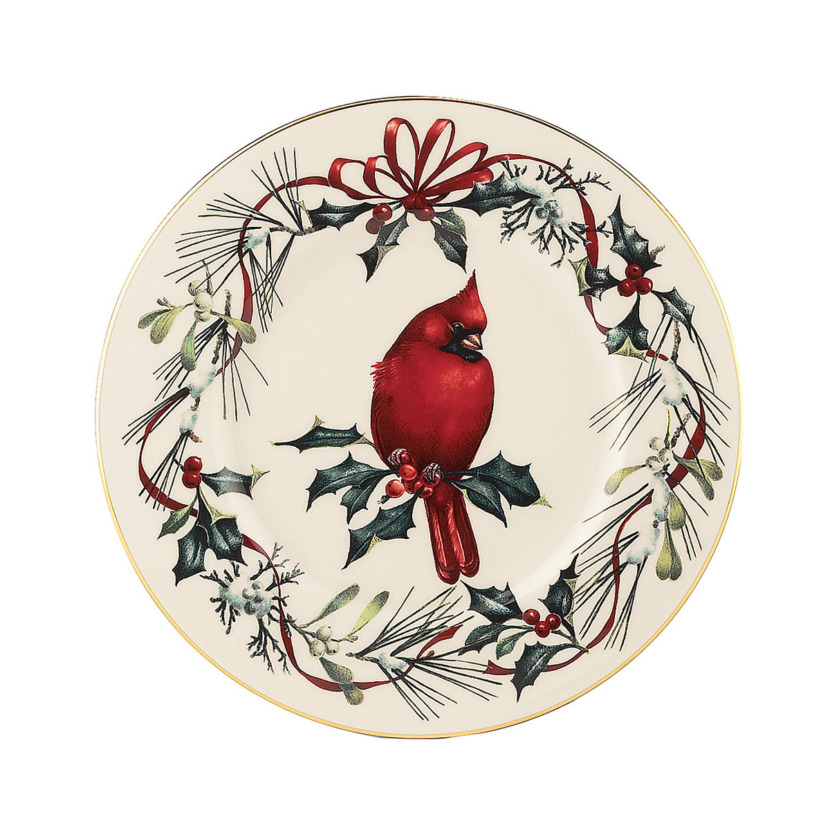 Lenox Winter Greetings Dinnerware Cardinal Accent Plate 9"