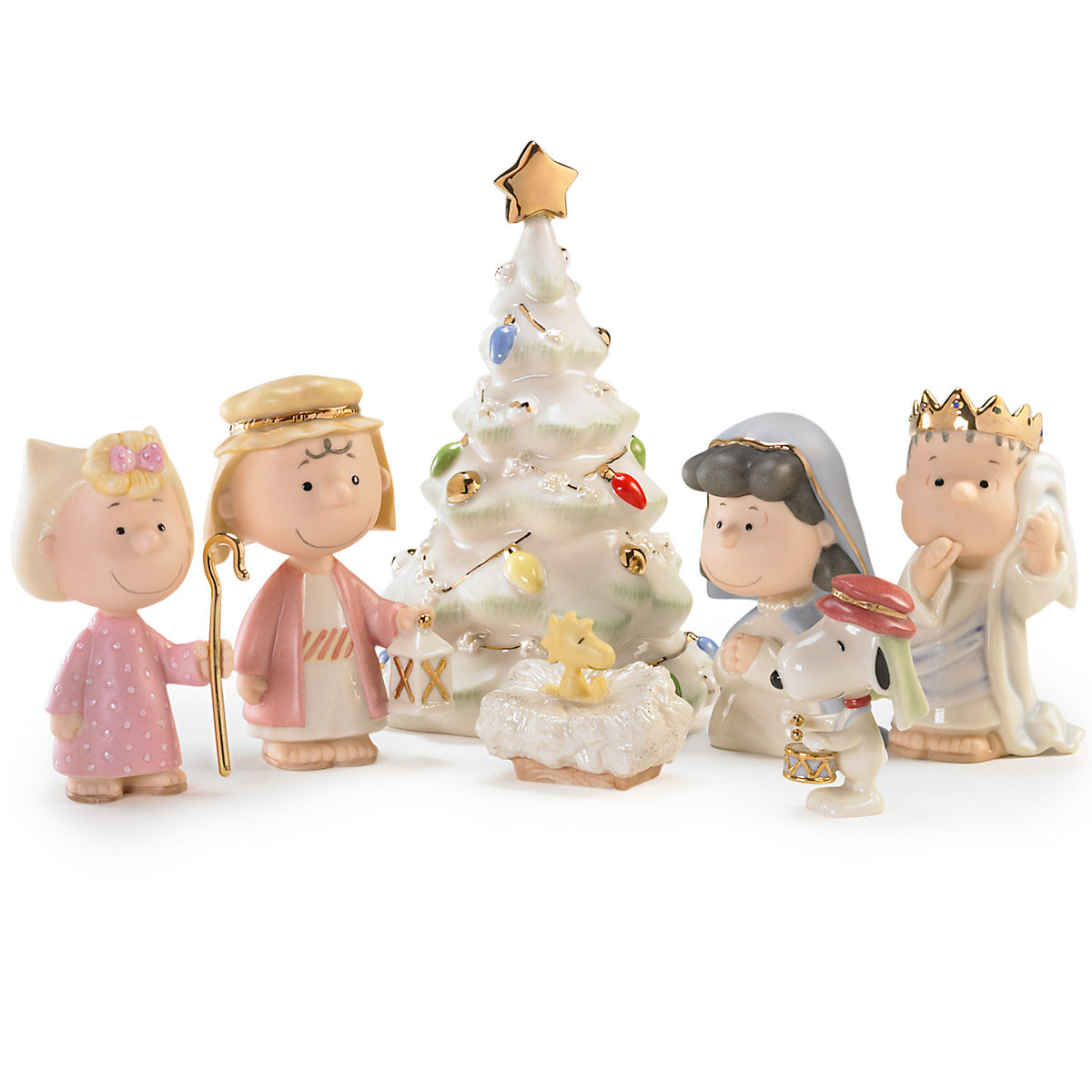 Lenox Christmas Peanuts Pageant Nativity Figurines, Set of 7
