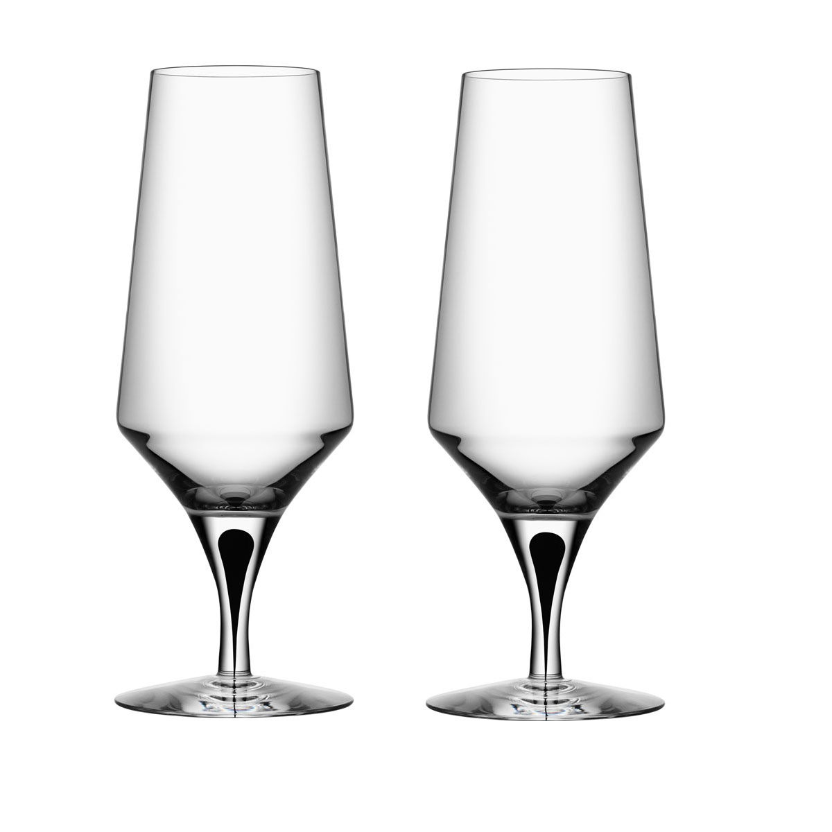 Orrefors Crystal, Metropol Black Beer Glasses, Pair