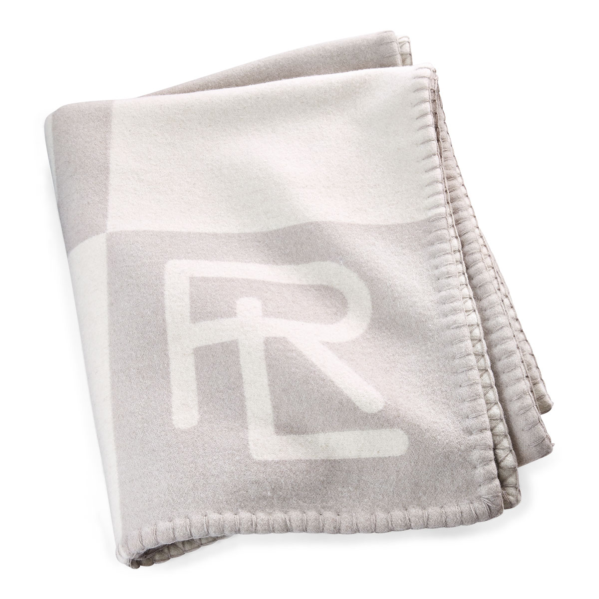 Ralph Lauren Throw Blanket Norhtam RL 54"x72" Cream, Gray
