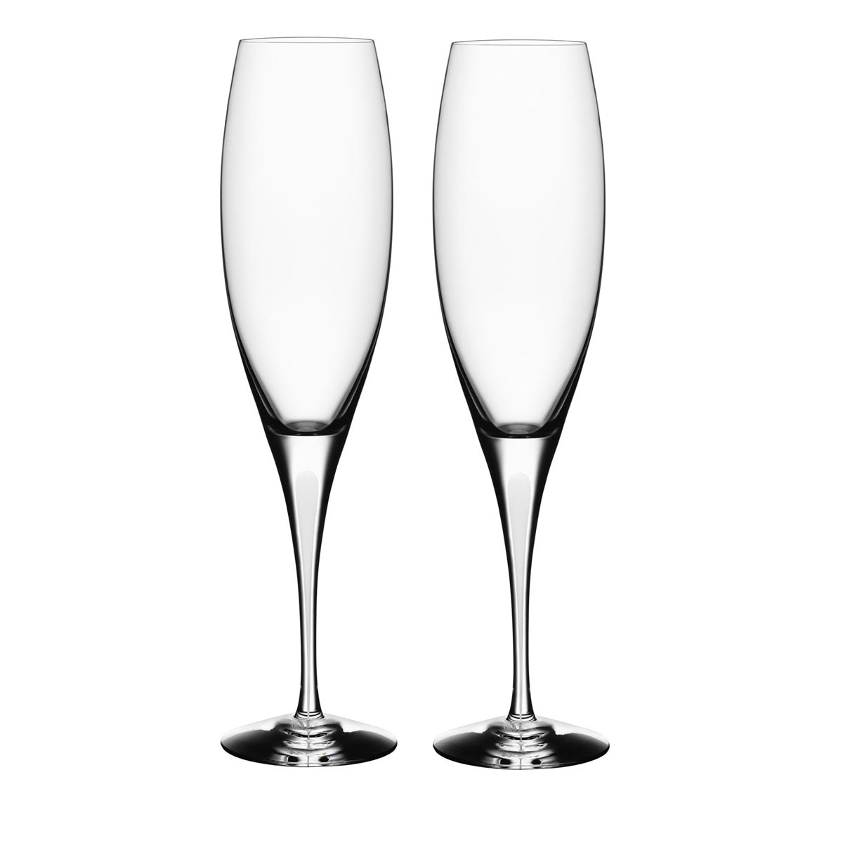 Orrefors Love and Happiness Intermezzo Satin Champagne Flute, Pair