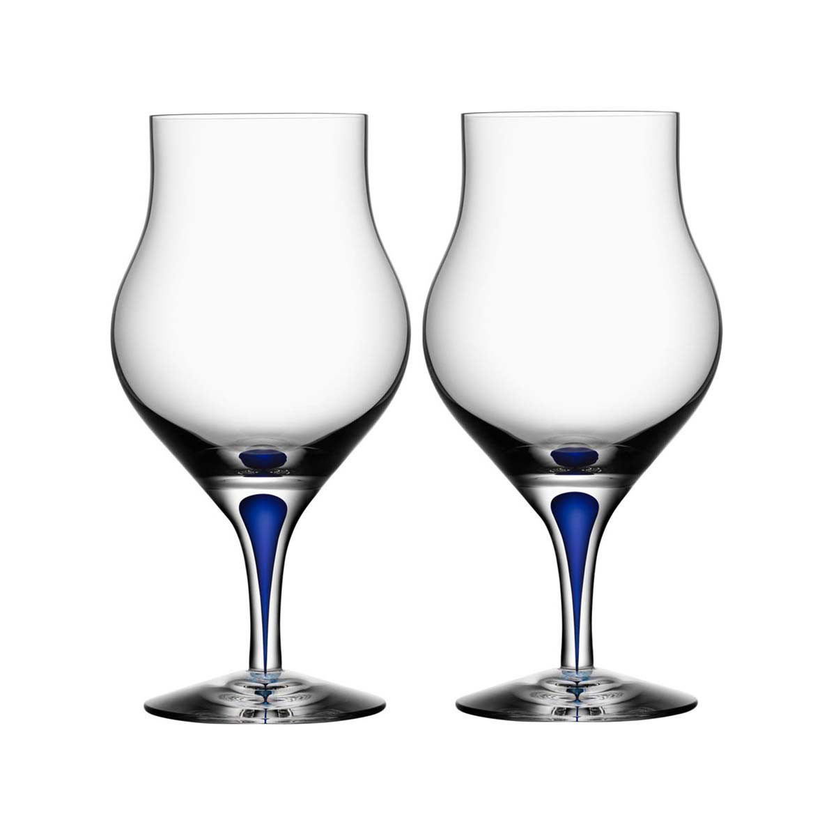 Orrefors Crystal, Intermezzo Blue Cognac Snifter, Pair