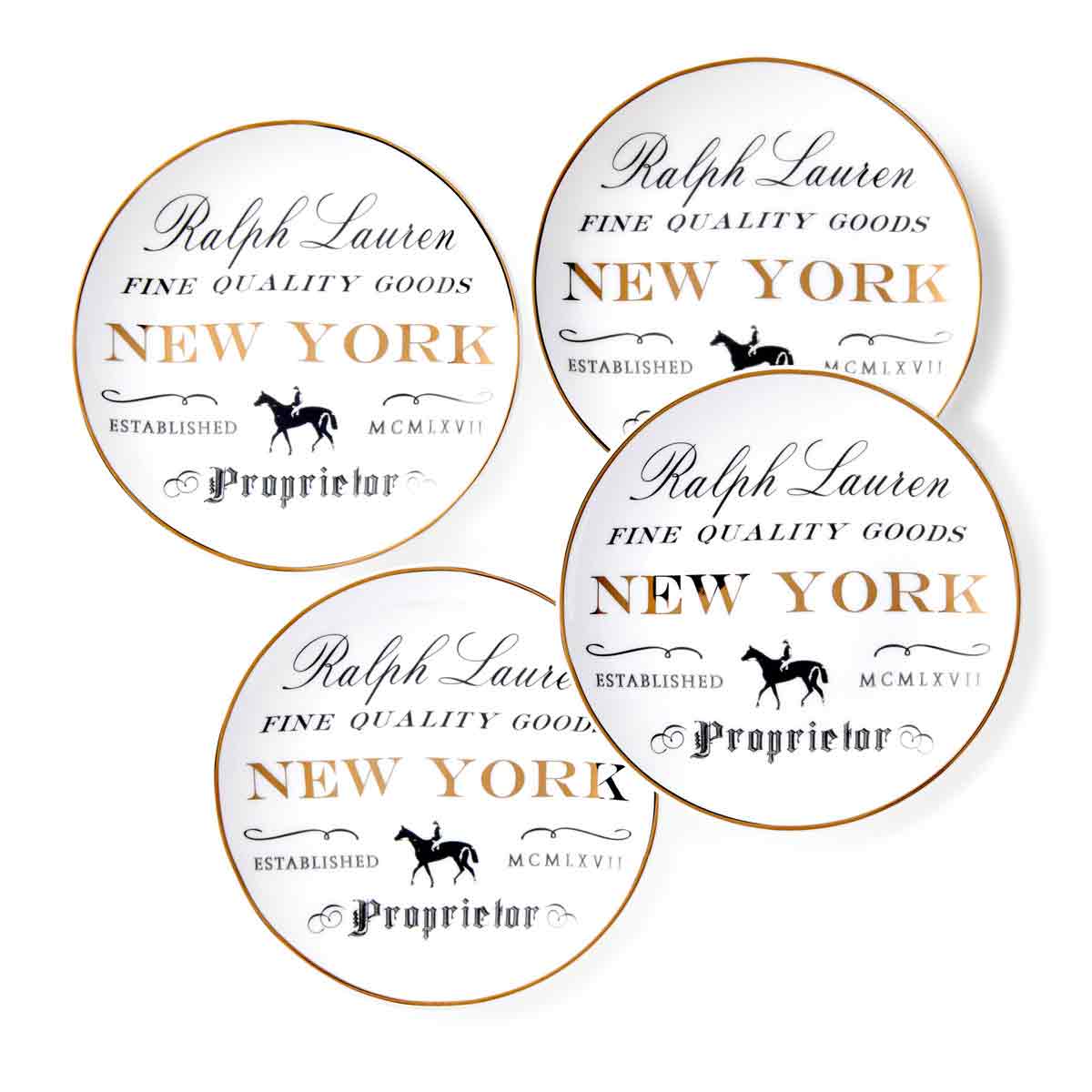 Ralph Lauren China RL New York, Set of Four Canape Plates