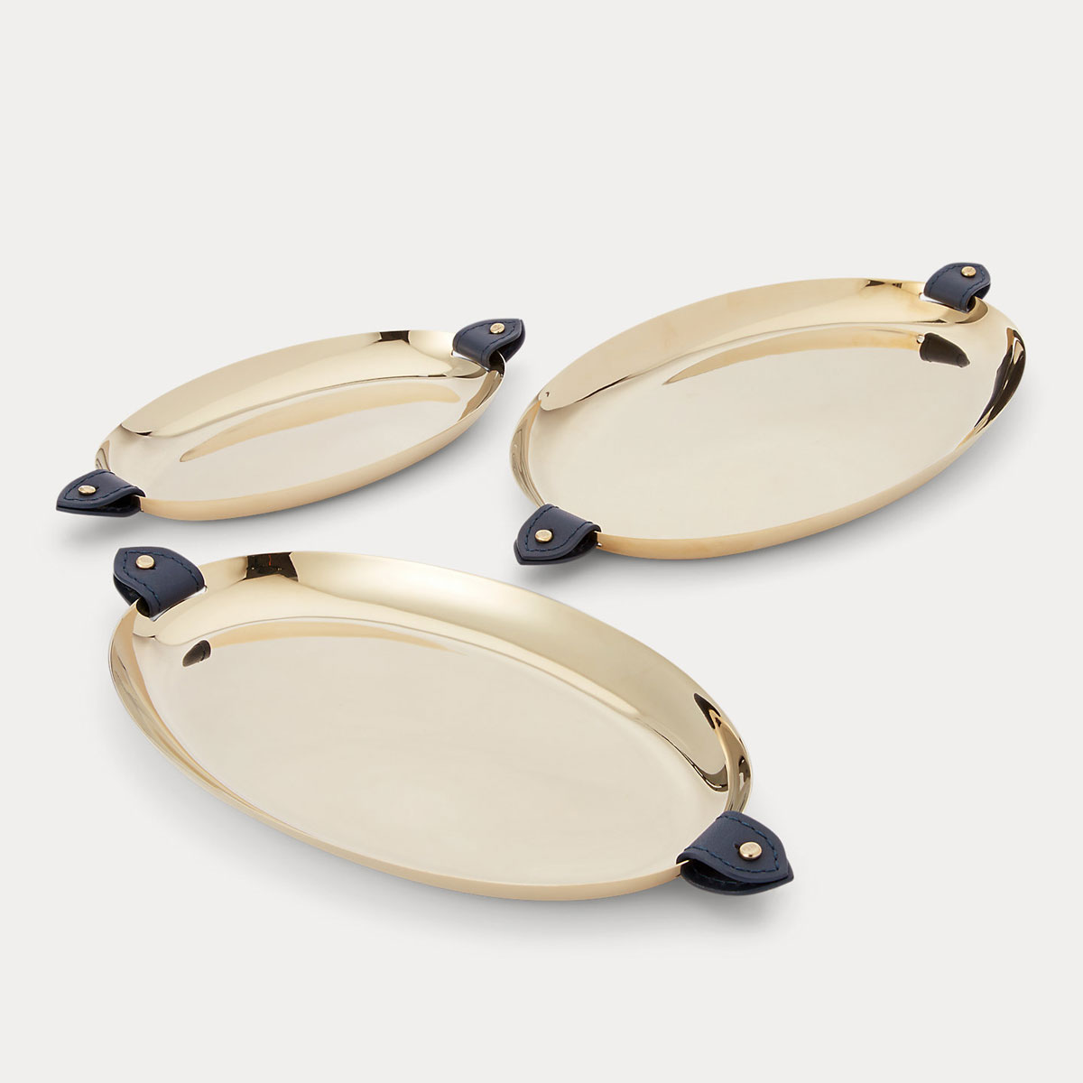 Ralph Lauren Wyatt S and 3 Nested Trays, Navy and Gold