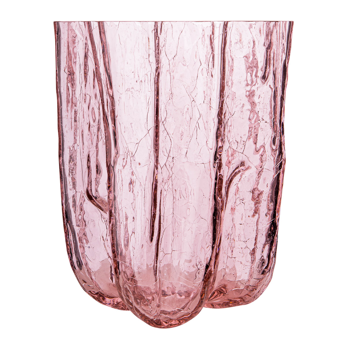 Kosta Boda Crackle Large 11.5" Vase Pink