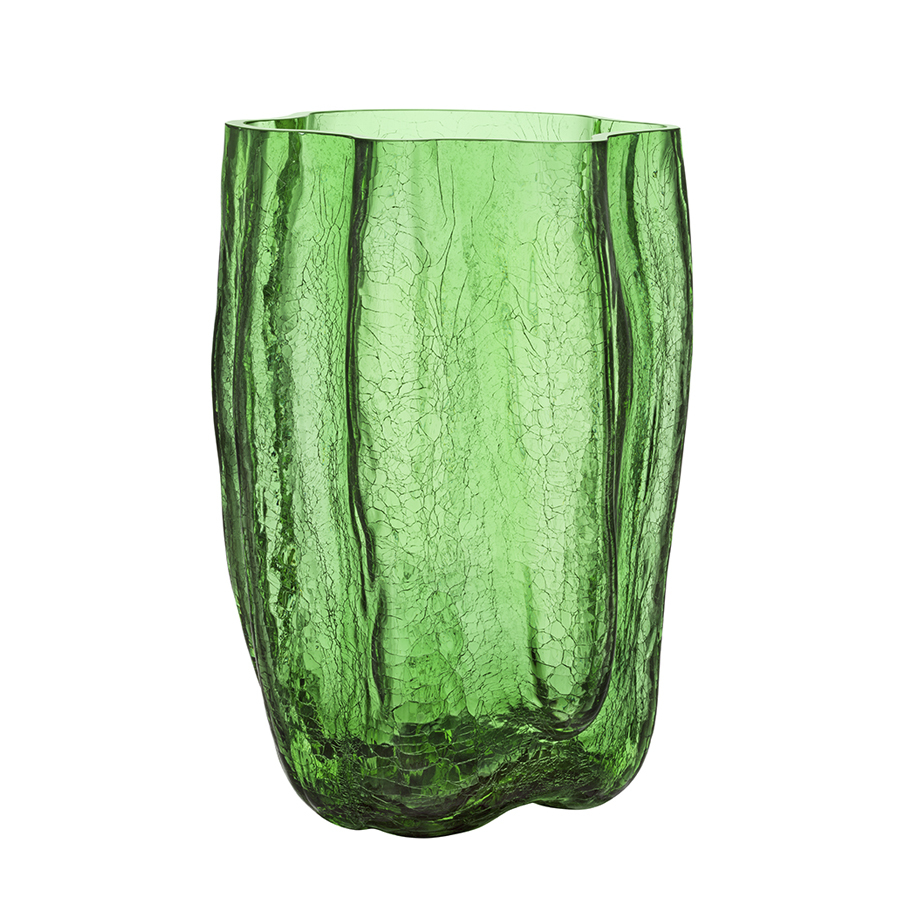 Kosta Boda Crackle Green Vase 14.5"