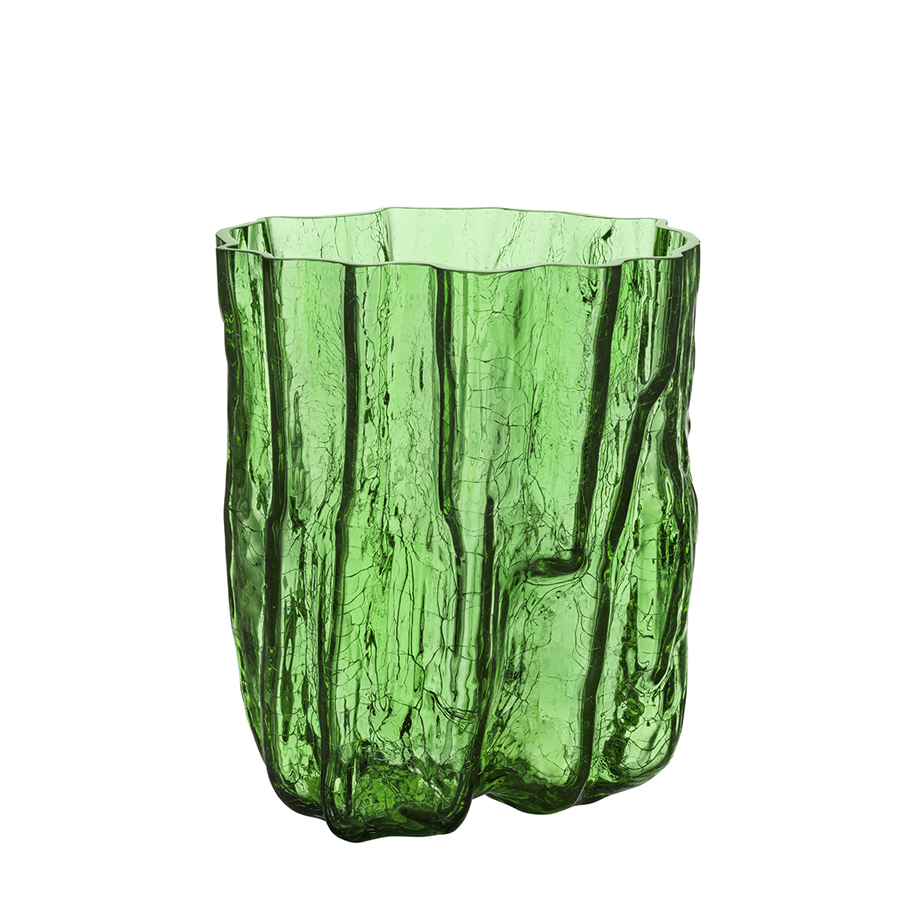 Kosta Boda Crackle Green Vase 11"