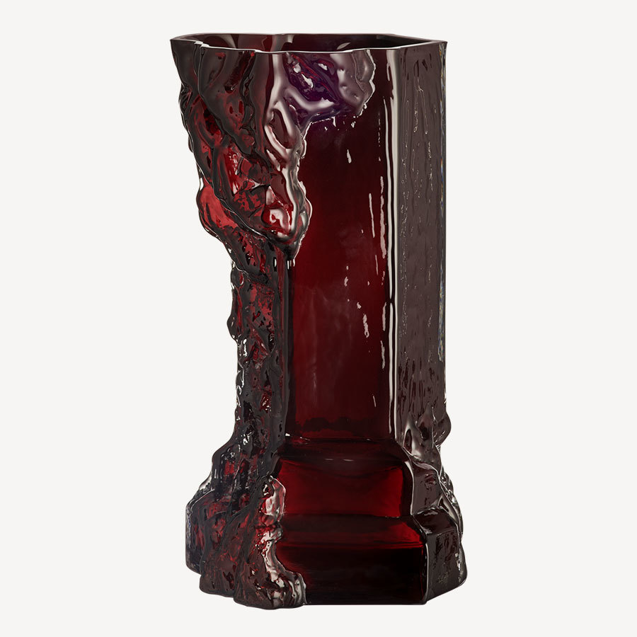 Kosta Boda Rocky Baroque 14" Vase Oxblood
