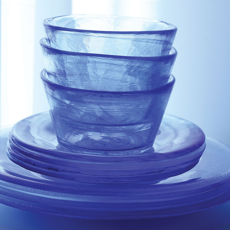Kosta Boda Blue Swirl Mine Glass Bowl by Ulrika Hydman-Vallien