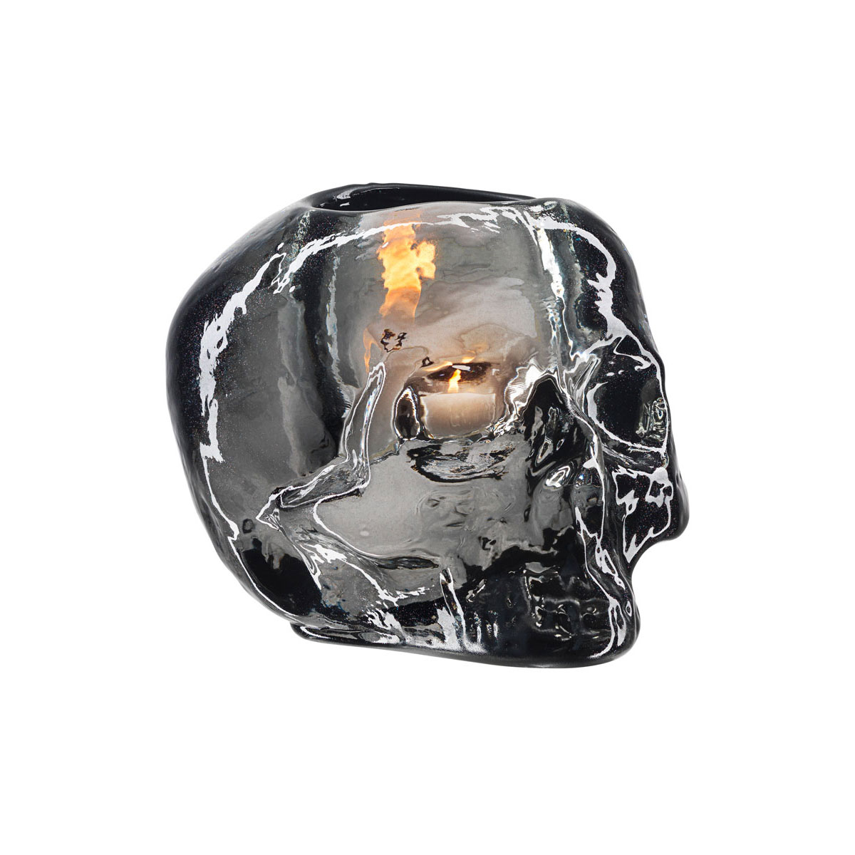 Kosta Boda Still Life Skull Crystal Votive, Grey