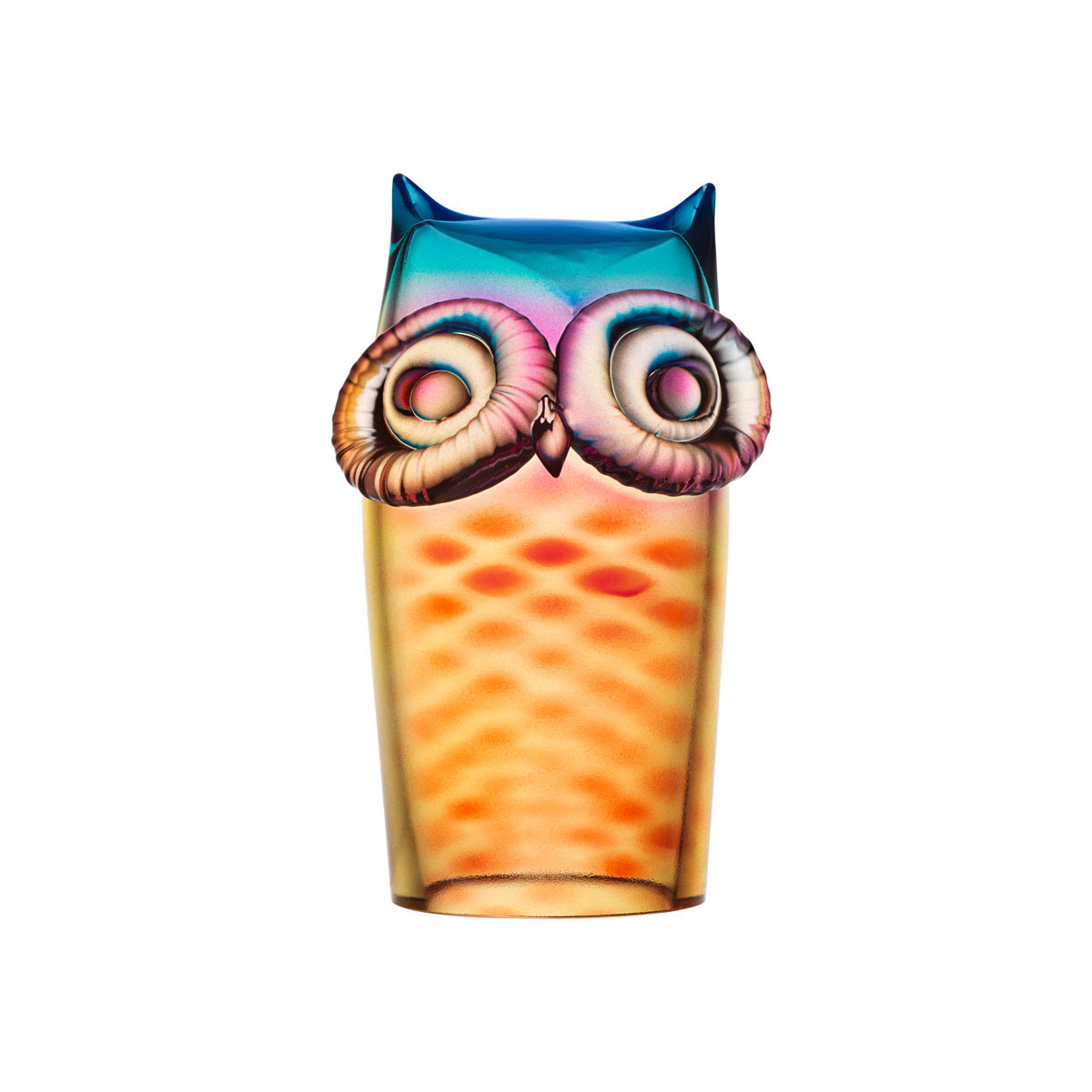 Kosta Boda My Wide Life Owl, Yellow and Red