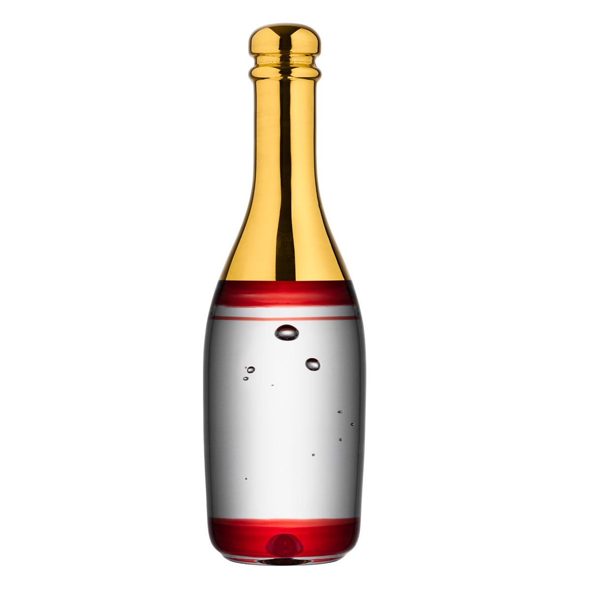 Kosta Boda Celebrate Crystal Champagne Bottle, Red