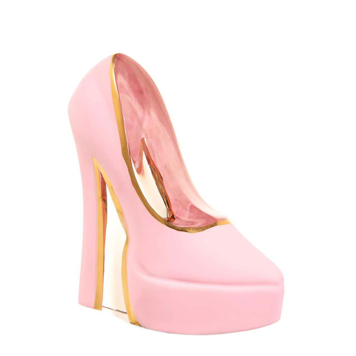 Kosta Boda Make Up Shoe, Pearl Pink Stiletto