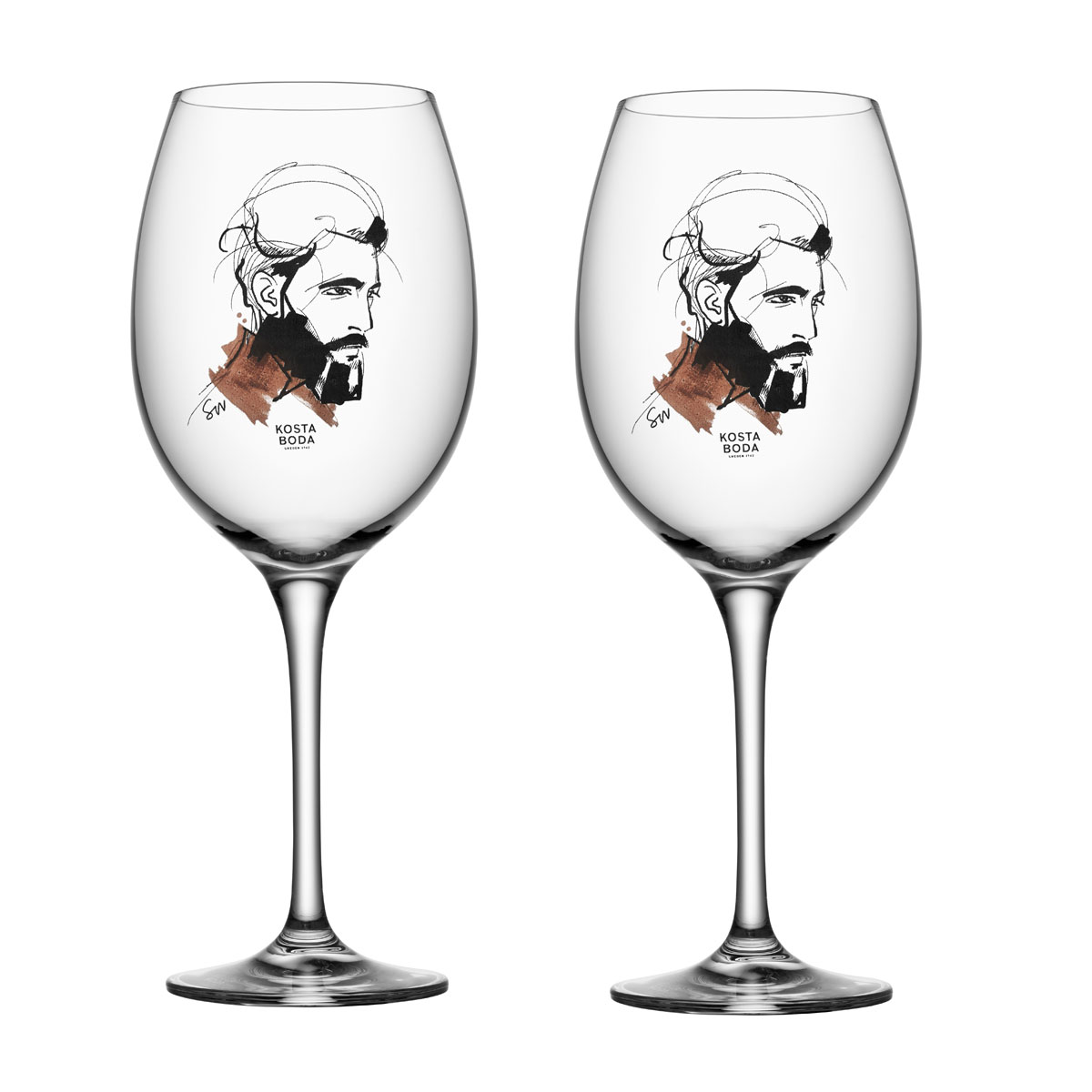 Kosta Boda Crystal All About You Wait for Him Wine , Pair