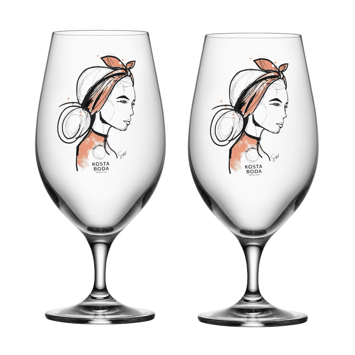 Kosta Boda Crystal All About You Near You Beer Glasses, Pair