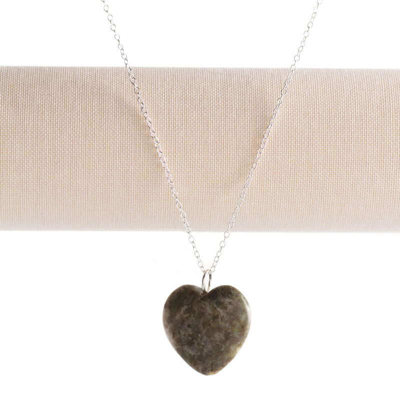 Cashs Ireland, Sterling Silver and Connemara Marble Heart Pendant Necklace