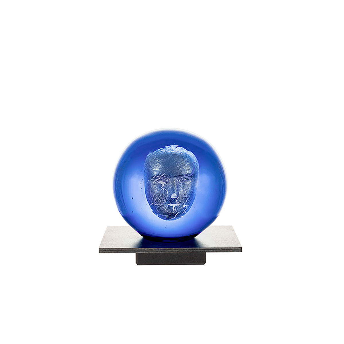 Kosta Boda Headman Blue Brains Sculpture by Bertil Vallien