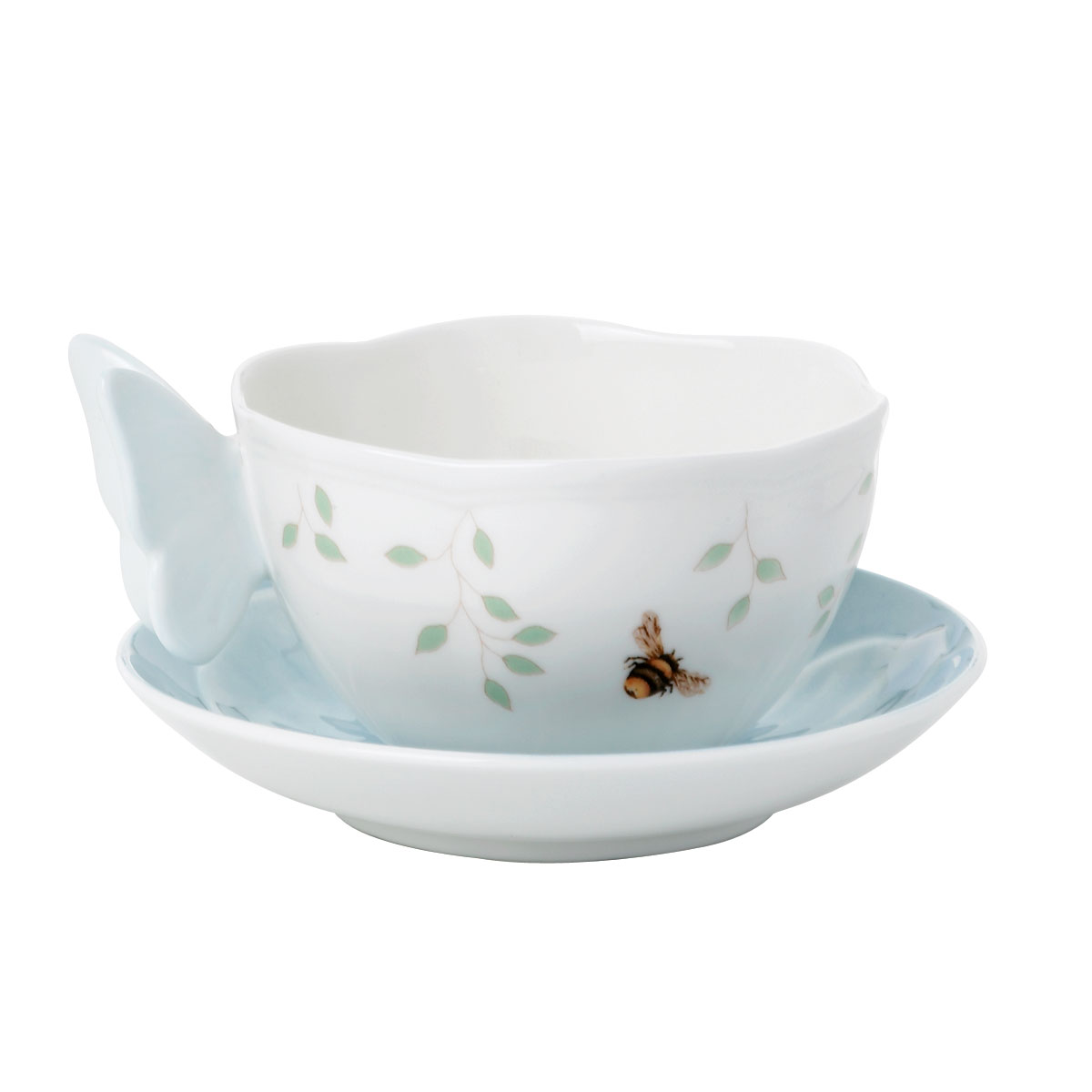 Lenox Butterfly Meadow China Figurine Blu Cup And Saucer