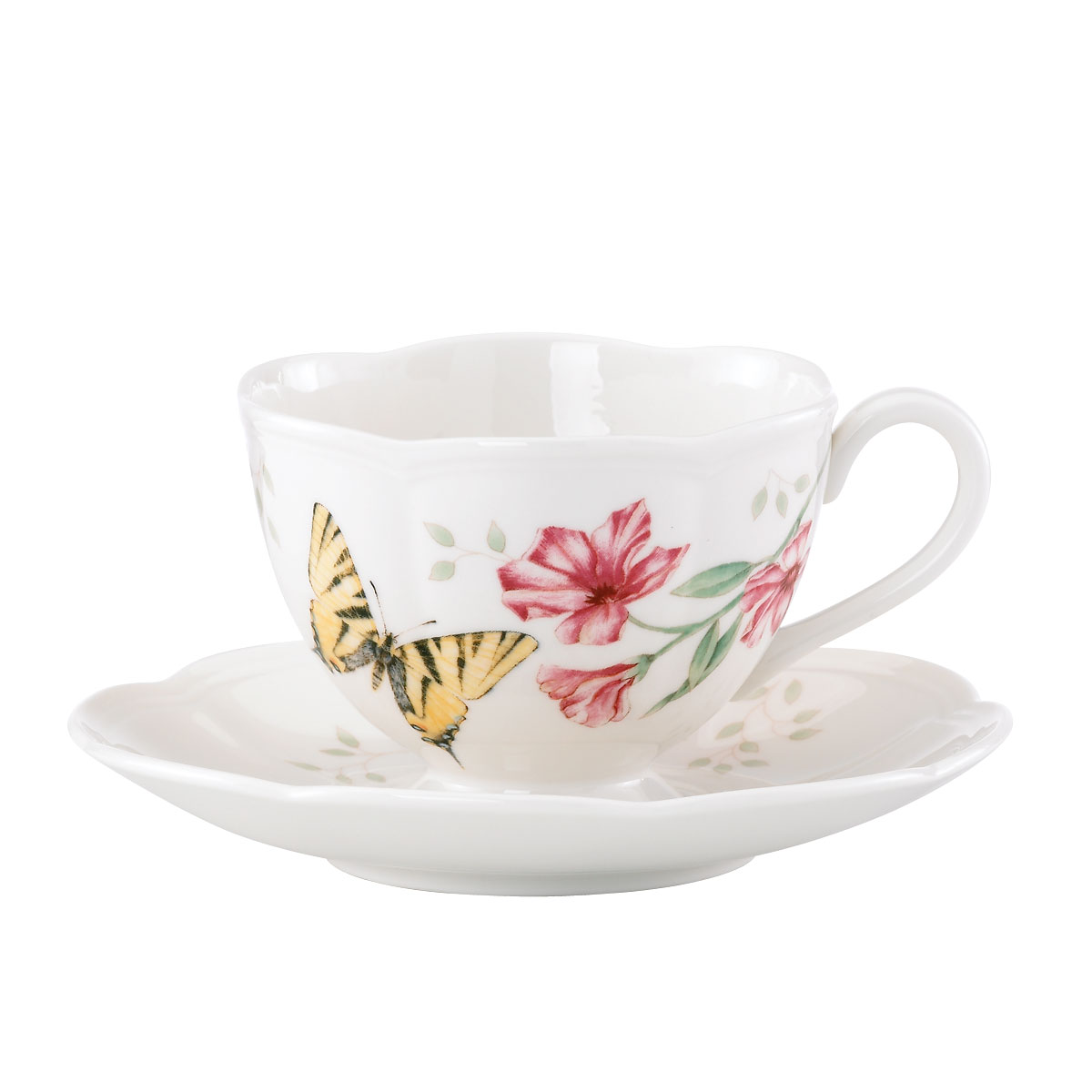 Lenox Butterfly Meadow China Tiger Cup And Saucer