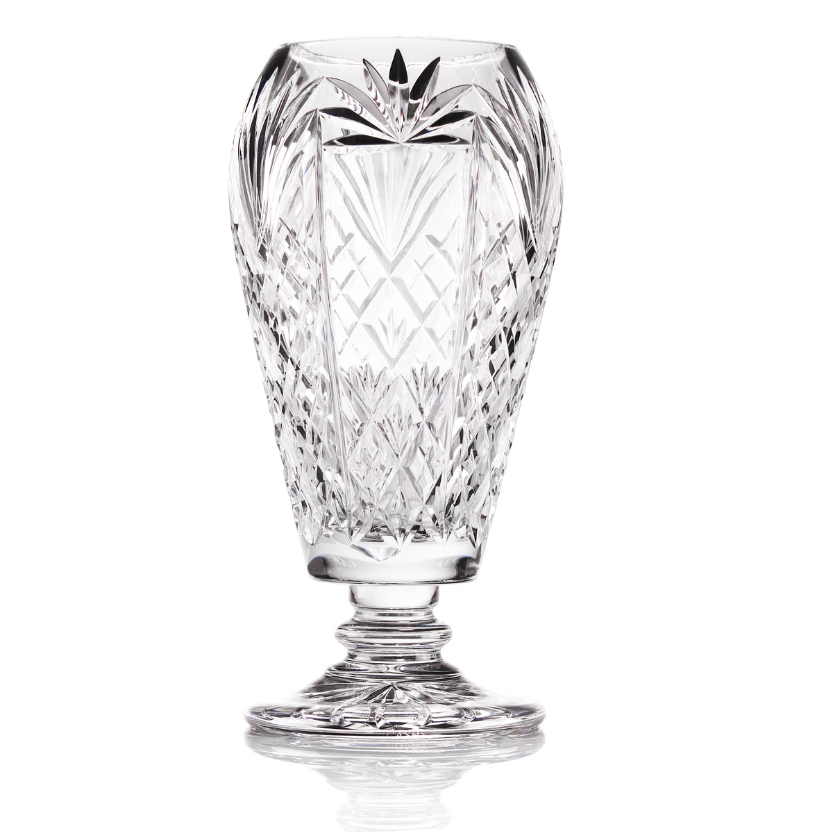 Cashs Ireland, 9" Crystal Trophy, Blank Panel Footed Vase