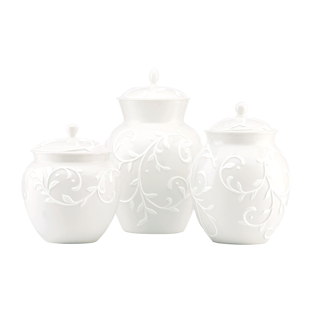 Lenox Opal Innocence Carved China Canisters Set Of Three
