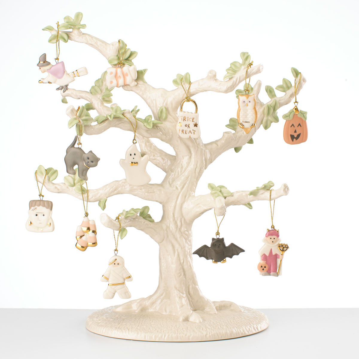 Lenox China Trick Or Treat 12 Piece Ornament and Tree Set