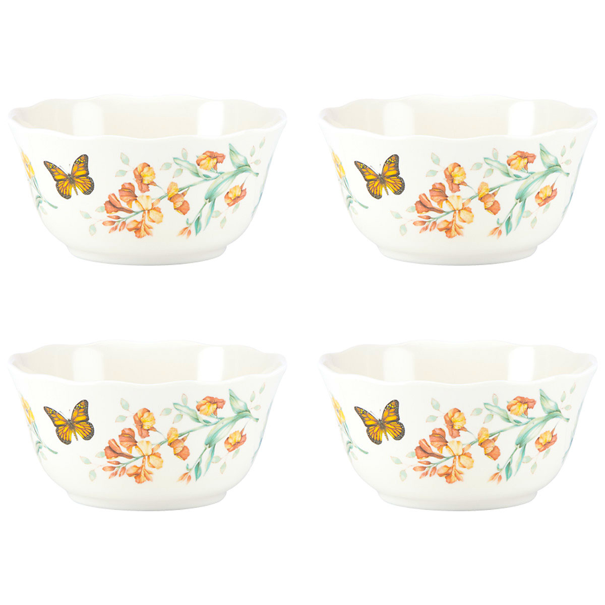 Lenox Butterfly Meadow Melamine China All Purpose Bowl Set Of Four