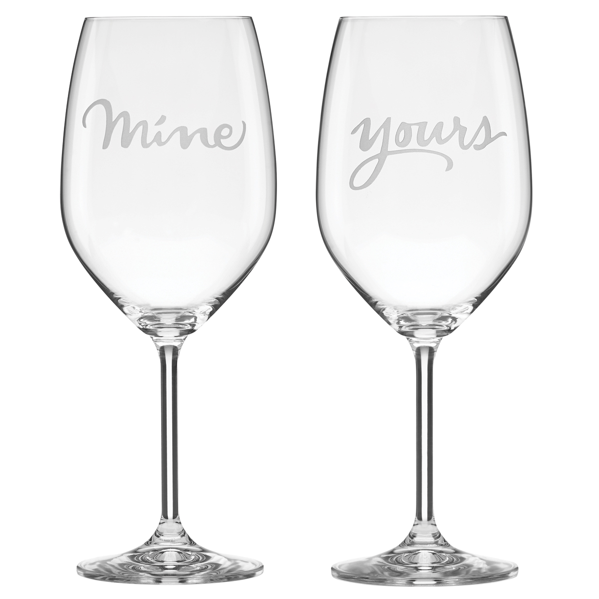 Kate Spade New York, Lenox Two of a Kind Yours and Mine Crystal Wine Glasses, Pair