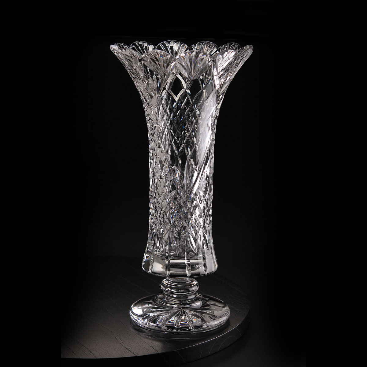 Cashs Ireland, 11" Crystal Trophy, Blank Panel Footed Vase