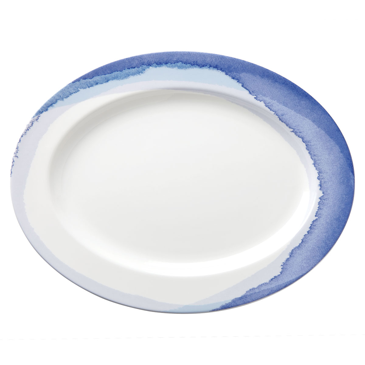 Lenox Indigo Watercolor Stripe Dinnerware Oval Platter