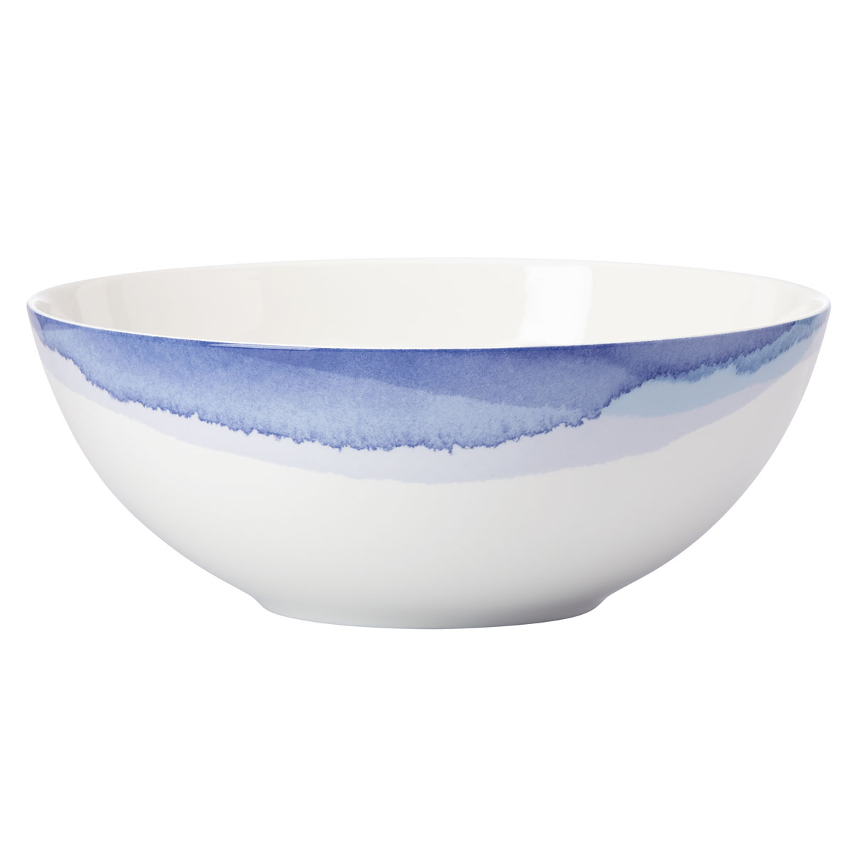 Lenox Indigo Watercolor Stripe China Serving Bowl