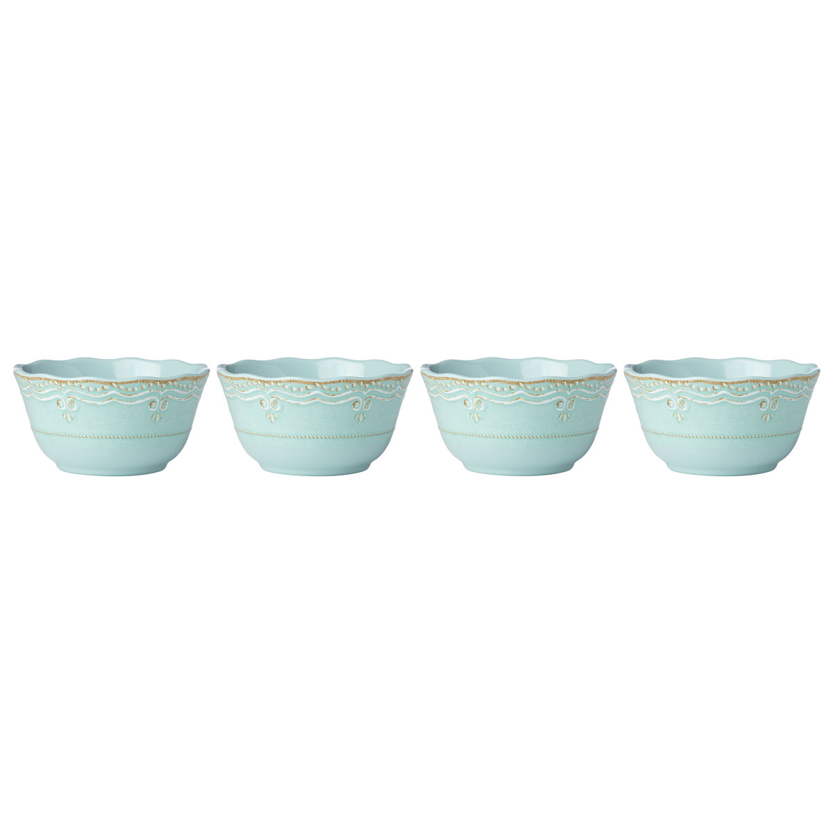 Lenox French Perle Melamine China Aquamarine Bowl Set Of 4