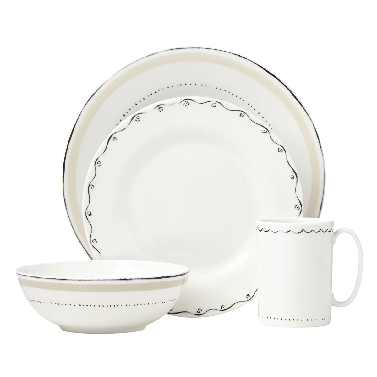 Kate Spade New York, Lenox Union Square Taupe 4 Piece Place Setting