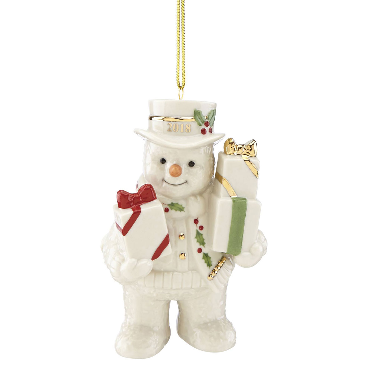 Lenox 2018 Gifts Galore Snowman Christmas Ornament