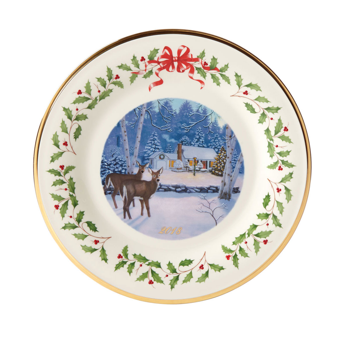 Lenox 2018 Holiday Collectors Plate, 28th Edition - Cabin