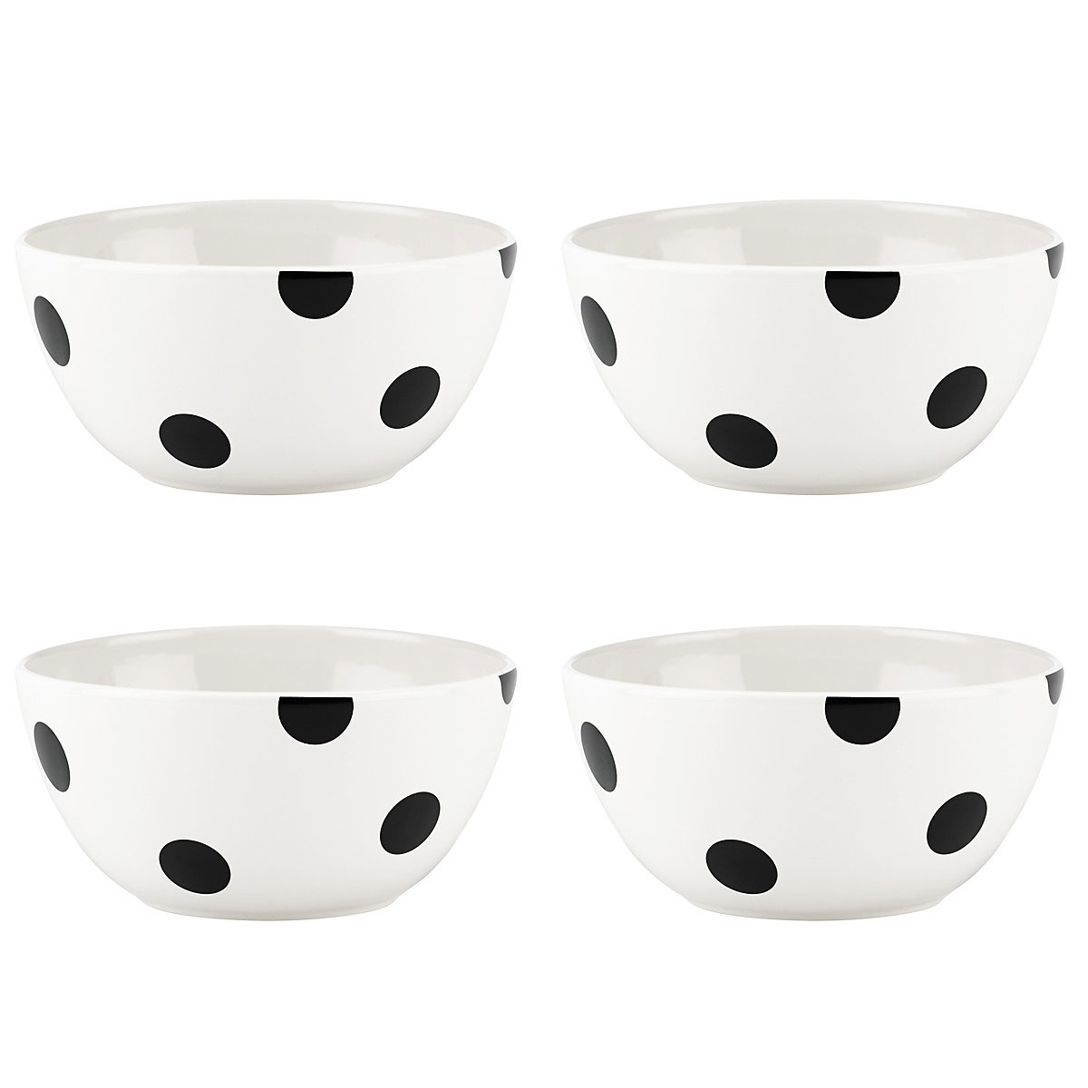 Kate Spade China by Lenox, Deco Dot Black All Purpose Bowl Set Of Four