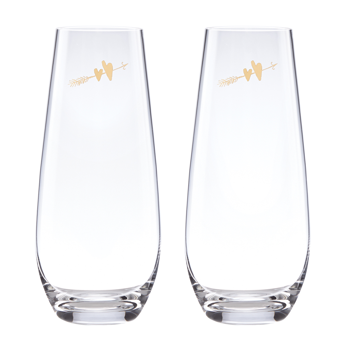Kate Spade New York, Lenox Two Hearts Stemless Champagne Flute Pair
