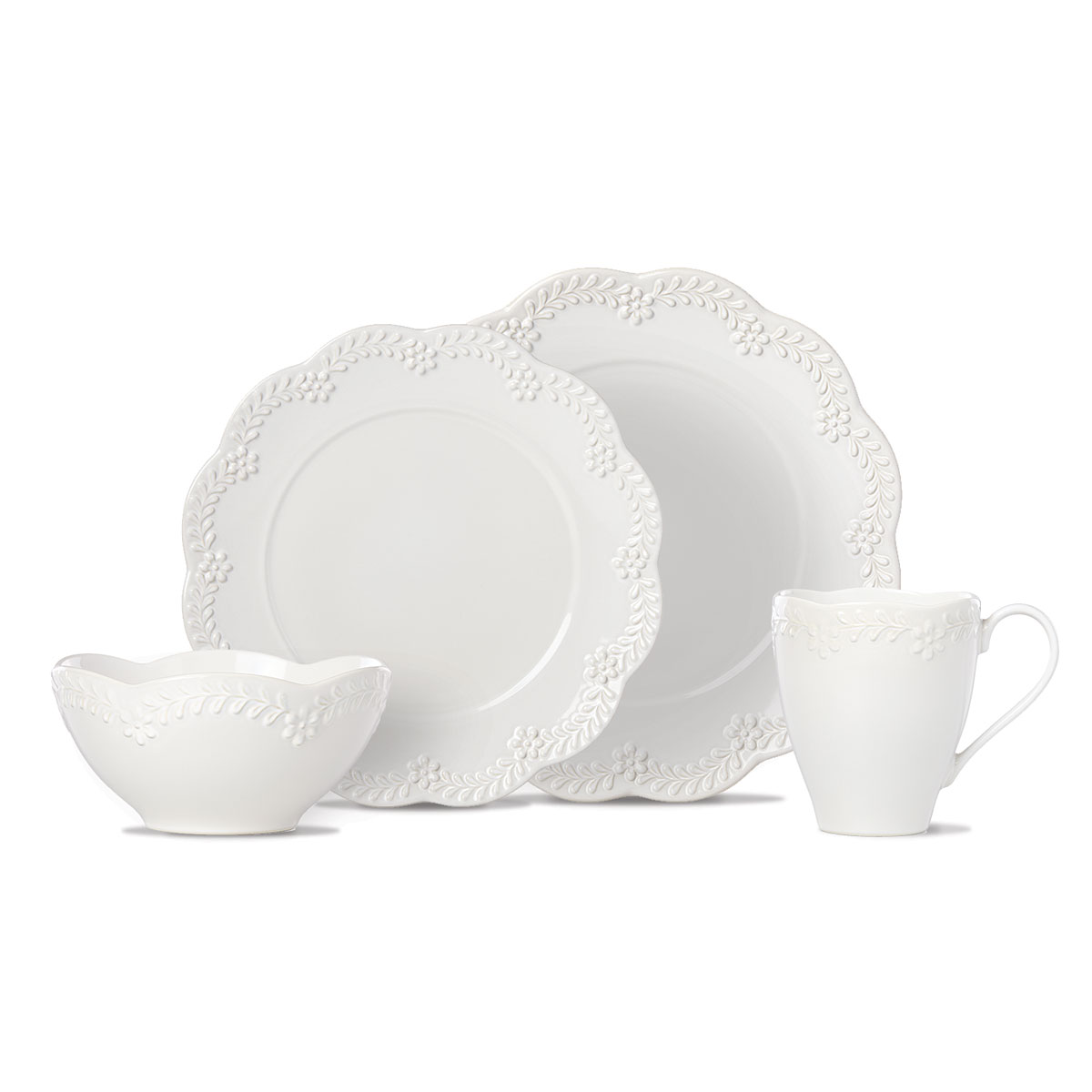 Lenox Chelse Muse Dinnerware Flared White 4 Piece Place Setting