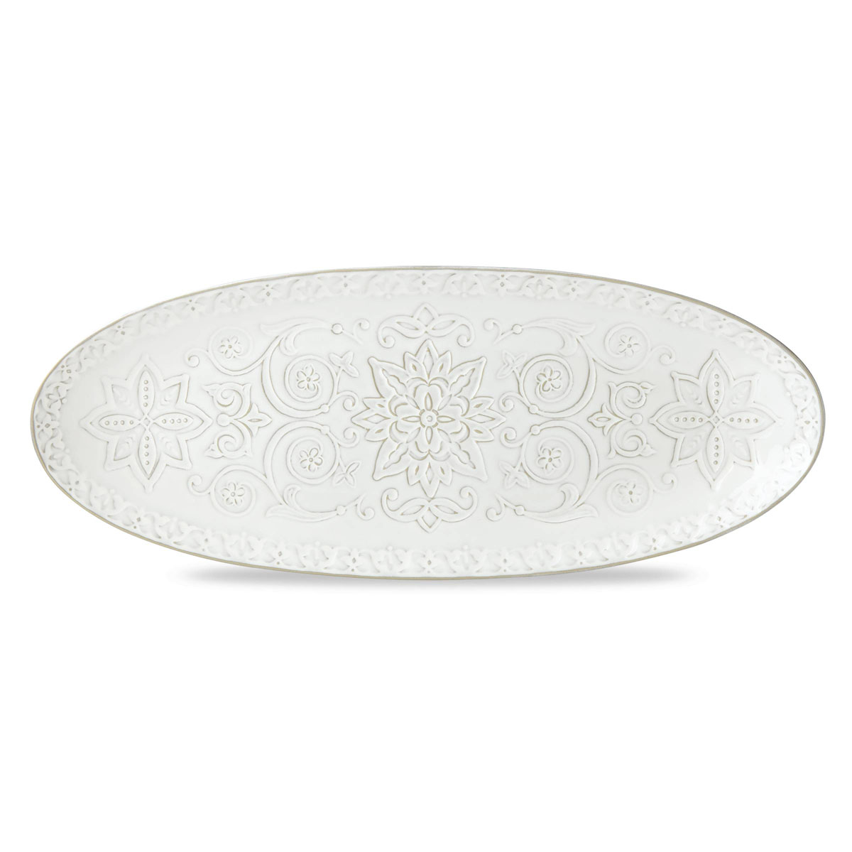 Lenox Global Tapestry Stoneware Oval Server White 21.5"