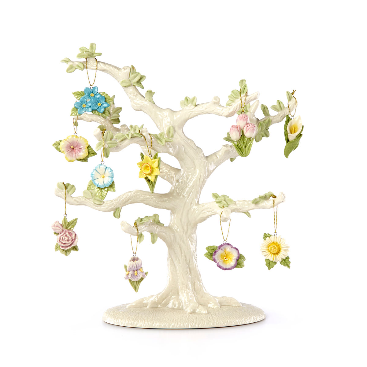 Lenox Ornament Trees Celebrate Flowers 10 Piece Ornament Set And Tree