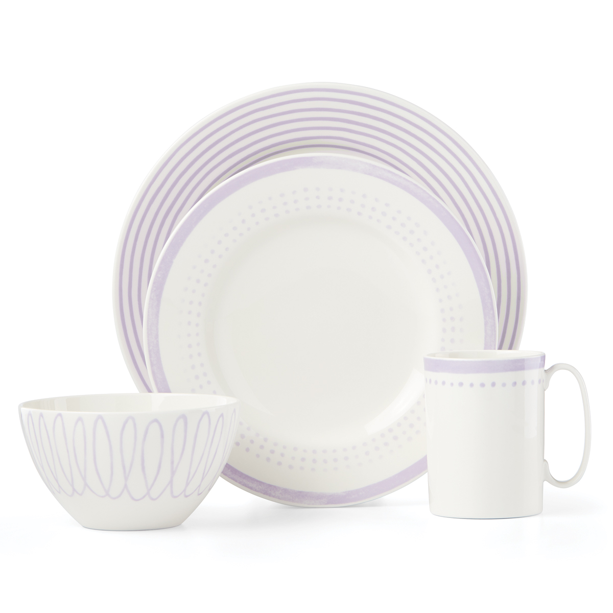 Kate Spade China by Lenox, Charlotte Street East Lilac 4 Piece Place Setting