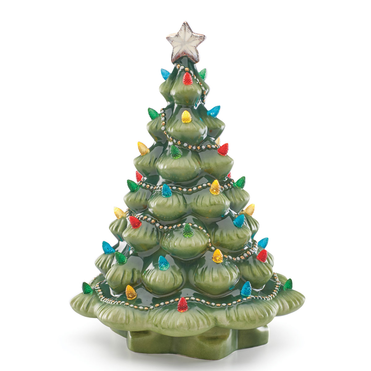 Lenox Christmas Treasured Traditions Green Porcelain Lit Tree