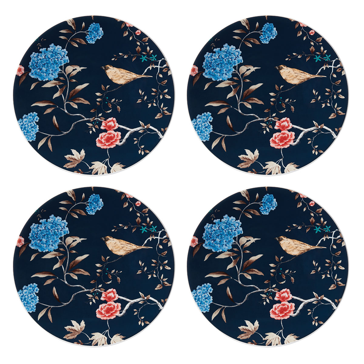 Lenox Sprig And Vine China Salad Accent Plate Navy, Set Of Four
