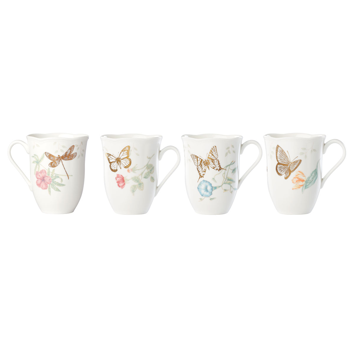 Lenox Butterfly Meadow Gold, 20th Anniversary Mug, Set of 4, Assorted