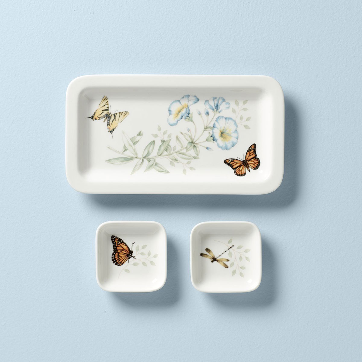 Lenox Butterfly Meadow Sushi Plate with 2 Dip Bowls, Set