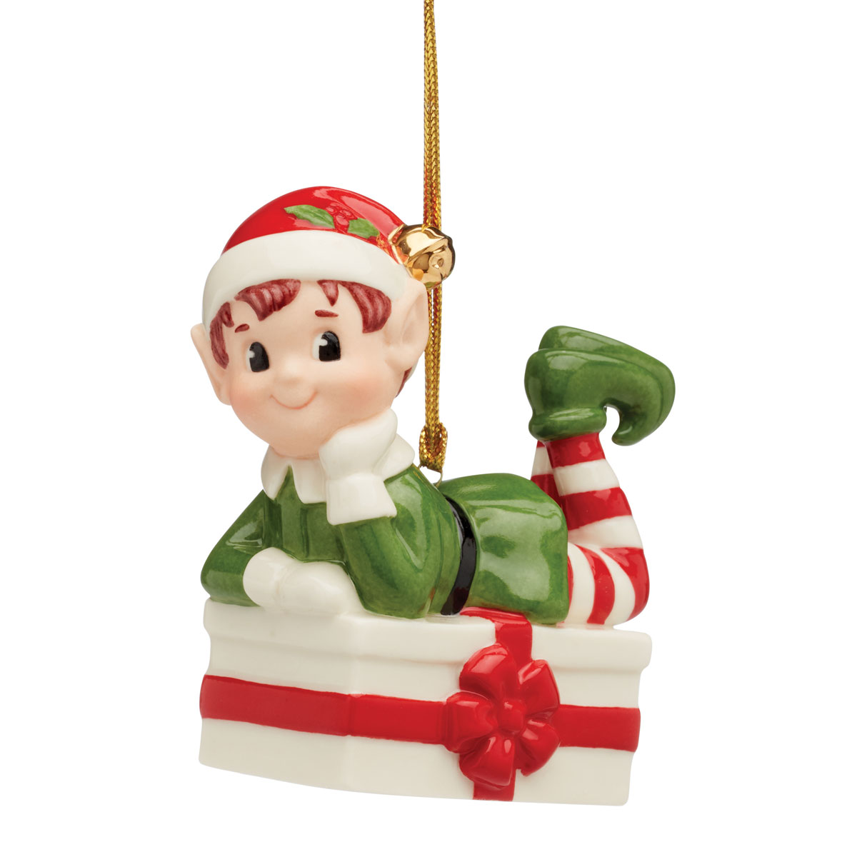 Lenox 2024 Christmas Elf On Present Ornament