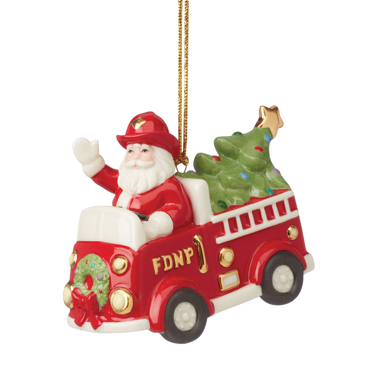 Lenox 2024 Santa In Fire Truck Ornament