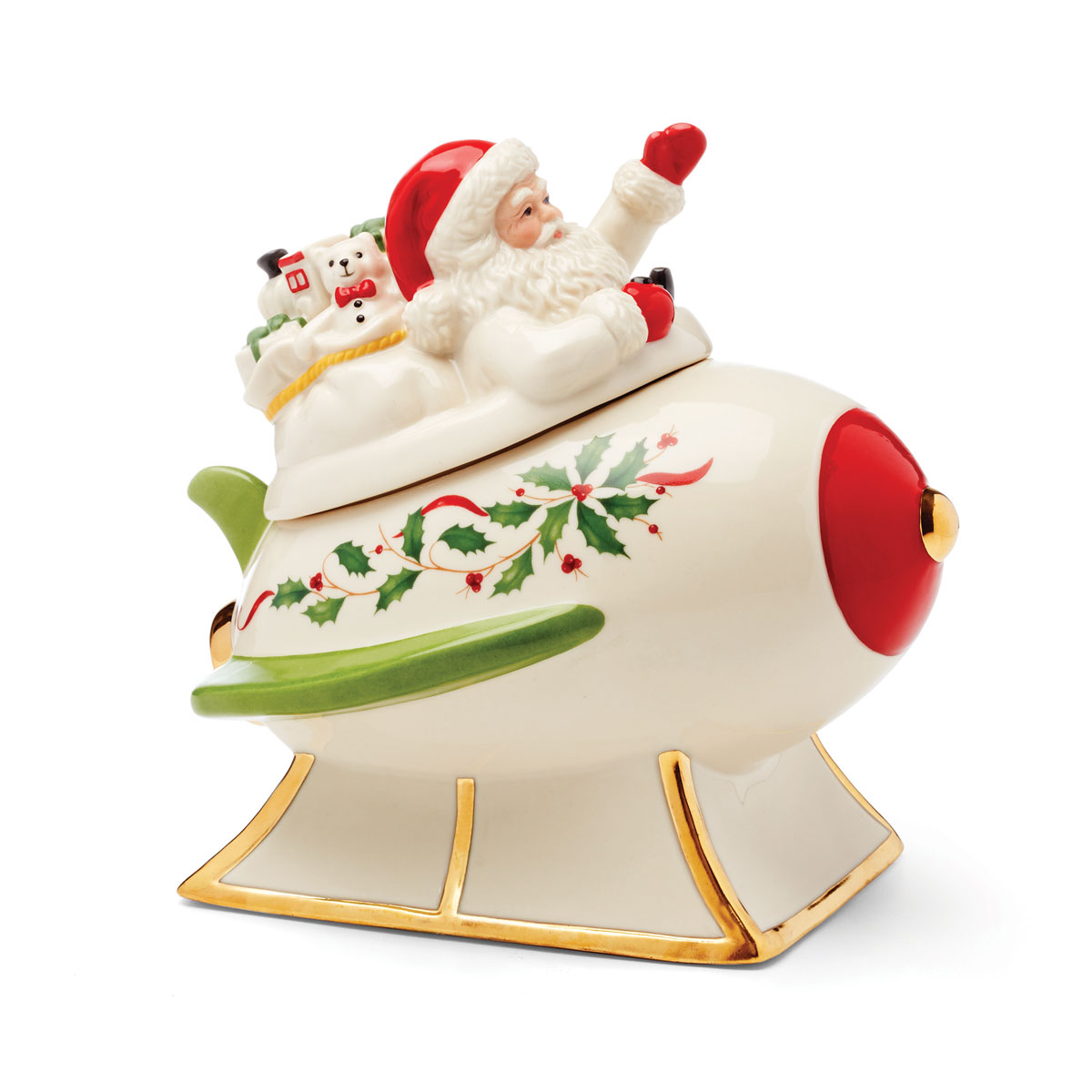 Lenox Holiday Santa Rocket Covered Candy Dish